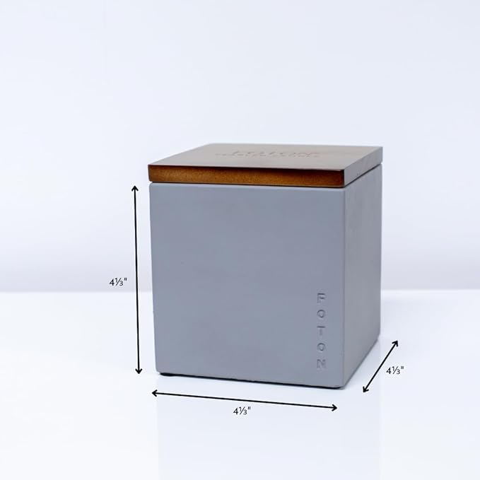 Foton Pearled Candle Le Cube Concrete Vase Set 16 Oz - Festive Fir Scented - Refillable Jar Scented Candle Sand with 15 Wicks - Natural Non-Toxic Decorative Candles for Home - Bloomnest