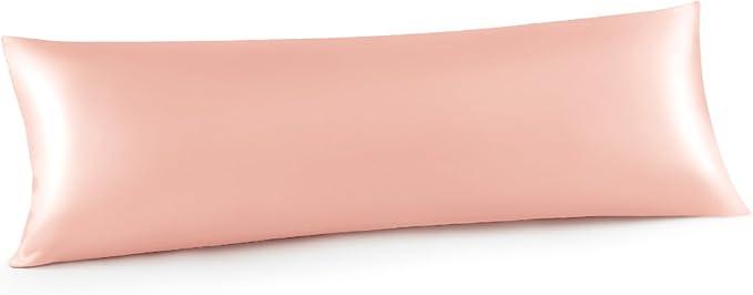 INFIIXSO Body Pillow Cover with Zipper, Luxury Mulberry Silk Body Pillow Case 20x54 Inches, Ultra Smooth and Soft Cooling Long Pillowcase, Gift for Women, Men(Rose Pink) - Bloomnest