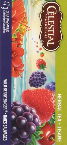 Celestial Seasonings Wild Berry Zinger Herbal Tea, Caffeine Free, 20 Tea Bags Box (Pack of 3) - Bloomnest