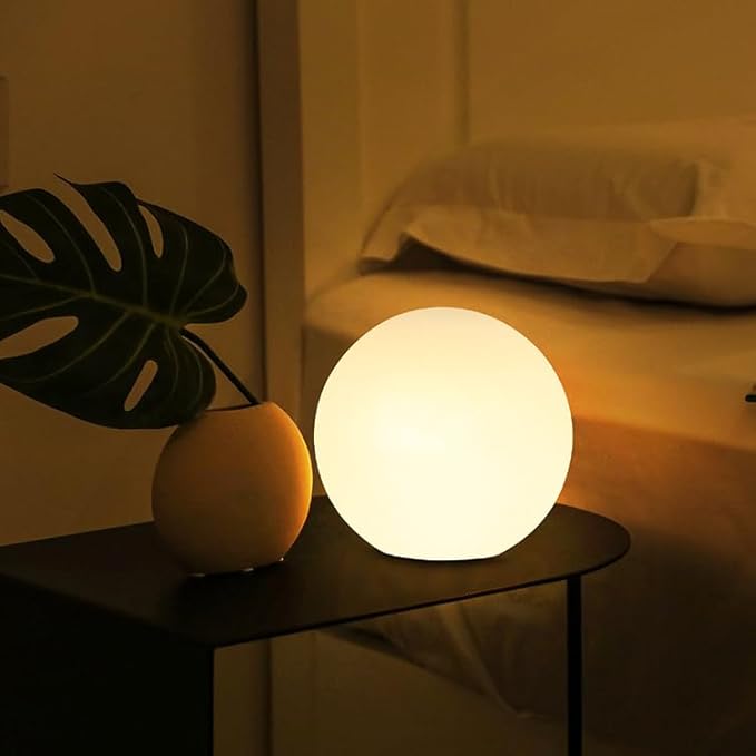 LED Ball Light, 6-inch Glowing Orb Light, Rechargeable Globe Lamp, Dimmable Mood Light W/Remote, Waterproof Ambient Lighting Lamp for Desk Bedroom Bathroom Patio - Bloomnest