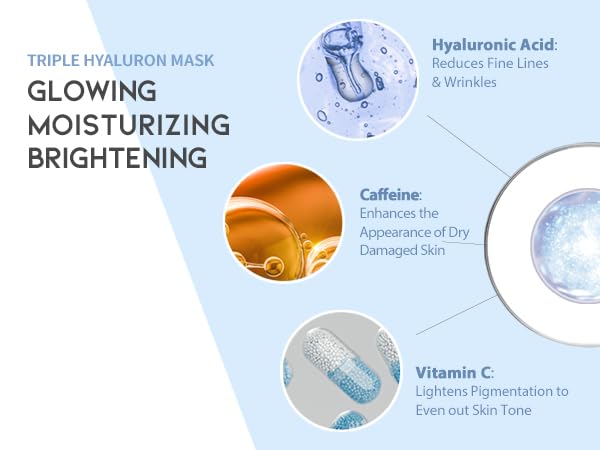 #OOTD Triple Hyaluron Hydrating Mask for Dry and Sensitive Skin, Anti Aging, Tightening and Moisturizing, Korean Vegan Beauty, Hyaluronic Acid, Caffeine, Vitamin C 10EA - Bloomnest