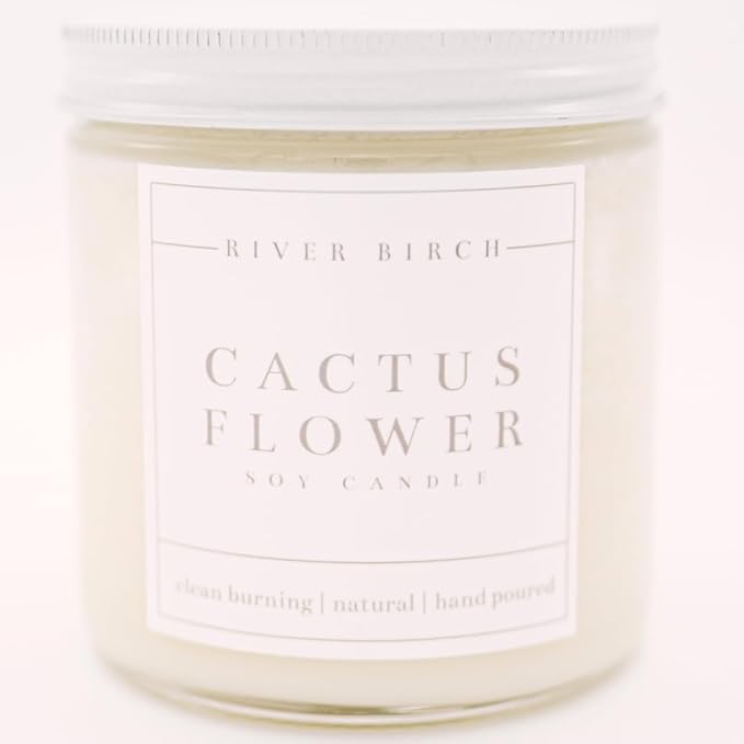 River Birch Candles Cactus Flower Scented Candle | Premium, All-Natural, Non-Toxic, Soy Candles | 16oz 90 Hr Burn Time | Cozy Relaxing Gifts for Home - Bloomnest