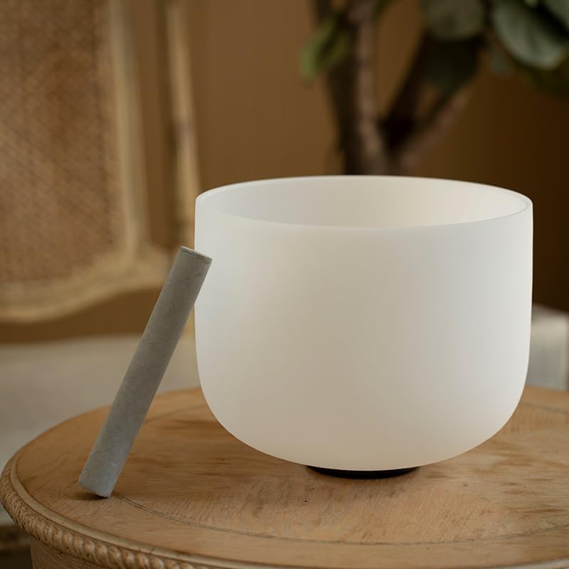 Hye-eun Set of 2 Crystal Singing Bowls 432HZ Chakra Tuned Bowl 8"F 10"C with Carrying Case Sound Healing Bath Keep Balance Therapy Meditation Yoga