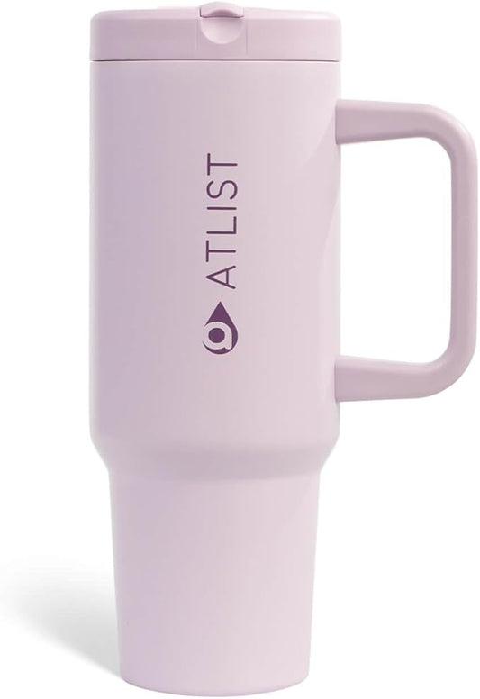 100% Leakproof 40 oz Tumbler with Handle & 4-in-1 SipSwig Lid, Built-In Flip Straw & External Stainless Steel Straw, Insulated Stainless Steel Cup, BPA-Free, Purple - Bloomnest