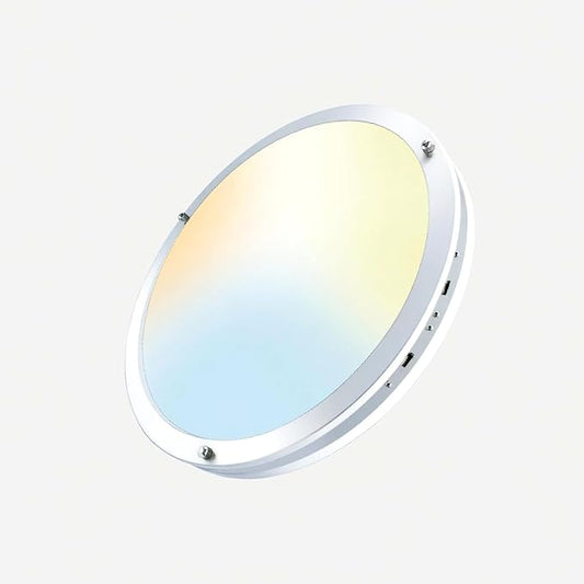 LEDYOND 15in 5CCT Dimmable LED Ceiling Light Fixture, 2000 Lumens Flush Mount LED Bedroom Ceiling Light, Frequency Adjustable Low Profile Ceiling Lamps for Kitchen, Satin Nickel - Bloomnest