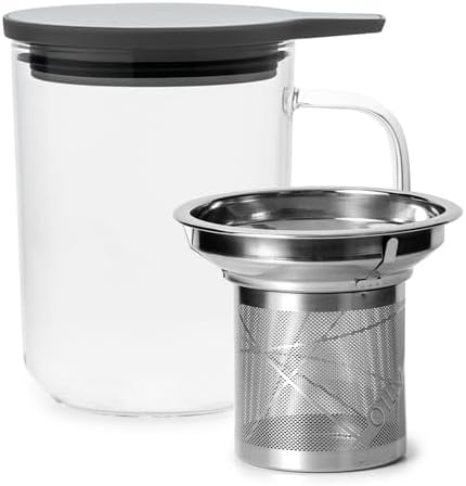 Glass Tea Cup with Infuser and Lid & Stainless Steel 400ml, Premium Borosilicate Tea Mug & Stainless Steel Filter, Heat-Resistant Brewing Set for Tea Lovers (Gift Ready Packaging) - Bloomnest
