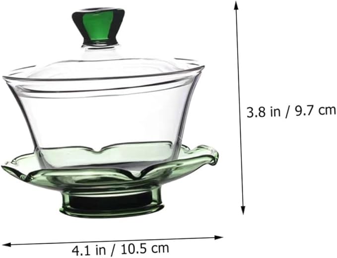 TOYANDONA Elegant Glass Tureen Teacup with Lid Thickened Transparent Chinese Tea Bowl for Gongfu Tea Brewing Height at Home Office - Bloomnest