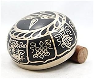 4" Exquisite Tibetan Singing Bowl Set for Meditation ~ Auspicious Eight Lucky Symbols, Buddha Eye & Dorje Painted ~ Silk Cushion & Wooden Mallet Included ~Handmade in Nepal by Thamelmart TM+THAMELMART+FOR+BEAUTIFUL+MINDS