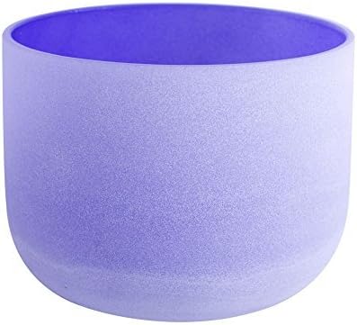 Purple Colored Frosted B Note Crown Chakra Quartz Crystal Singing Bowl 8 inch mallet and o-ring included - Bloomnest
