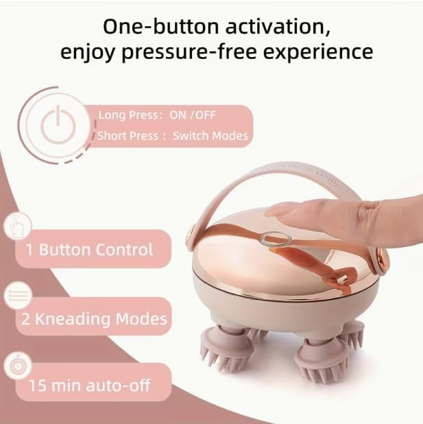 HomeBeyond Electric Scalp Massager, Head Massager Scalp Stress Relax, Rechargeable IPX7 Waterproof 2 Massage Styles, 8 Removable Claws for Head/Body Massage & Face Cleaning Bloomnest