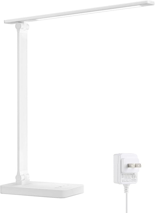 Lepro LED Desk Lamp, Metal Desk Light 9.5W 800lm, Forbes Vetted Best Task Lamp, 5 Color Modes 5 Brightness Level, Dimmable Home Office Desktop Lamp for Reading, Crafting, Sewing, Puzzle, Nail, White - Bloomnest