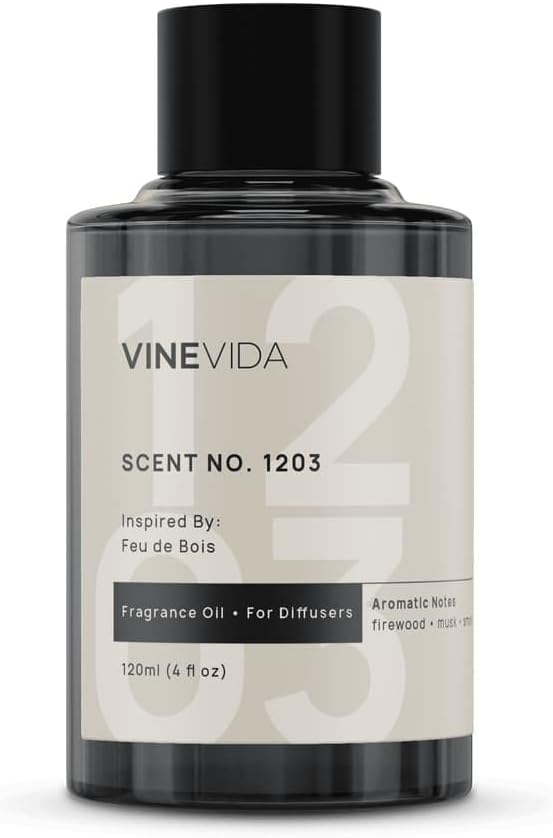 VINEVIDA [4 Fl Oz] Scent NO. 1203 Fragrance Oil for Cold Air Diffusers, Aromatic Notes of Smokey Woody Musk, Essential Oils for Diffuser Oil Refill & Air Freshener Room Spray - Bloomnest