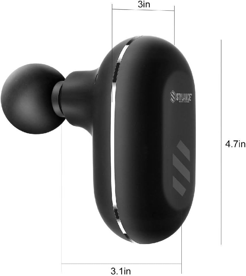 Mini Massage Gun, Deep Tissue Massager Gun, Portable Percussion Small Muscle Massager Gun, Quiet Massager, USB Charging, with 4 Different Massage Accessories, for Full Body Recovery- Black