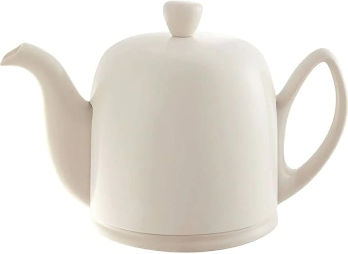 DEGRENNE Luxury French Tea Set - Porcelain Teapot Set with 2 Tea Cups, Ceramic Kettle for Loose Tea, Stainless Steel Cover, Removable Infuser - Monochrome Pink Nude - Bloomnest