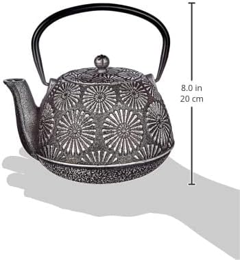 IBILI 40 Oz Bali Cast Iron Teapot | Made in Spain | Stainless Steel Infuser, Enameled Interior, Stovetop & Induction Compatible, Japanese Kettle for Loose Leaf Tea, Tetsubin Design, Silver - Bloomnest