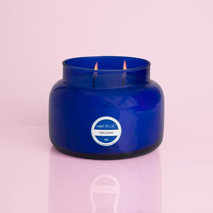 Capri Blue Volcano Scented Candles - Luxury Three Wick Candles for Home Scented with Tropical Fruit & Sugared Citrus - Soy Wax Blend - Jumbo Blue Color (48 oz) - Bloomnest