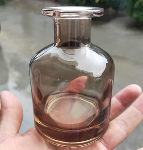 150ML/5OZ Empty Refillable Glass Diffuser Bottles Aromatherapy Jar Essential Oil Perfume Container Fragrance Accessories DIY Crafts Decor for Home and Office(Amber)