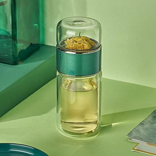 Tea Infuser Bottle, 420ml Tea Flood Cup Glass Water Bottle Double Wall Borosilicate Travel Tea Tumbler with Stainless Steel Filter Leakage Proof Water Separation Tea Bottle Mug - Bloomnest