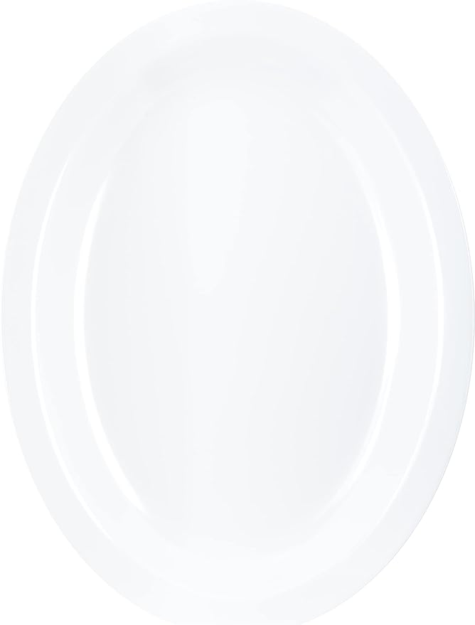 Carlisle FoodService Products Kingline Plastic Oval Platter Oval Tray for Home and Restaurant, Melamine, 12 x 9 Inches, White - Bloomnest