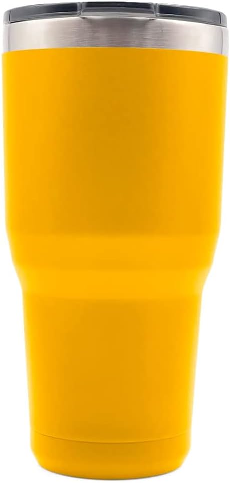 Yukon Outfitters Freedom High Grade 18/8 Stainless Steel Double Wall Vacuum Insulated Tumbler (30oz / 890ml) - 7.85" H x 3.9" Top Dia. / 2.9" Bottom dia., Gold with 'Dont Tread On Me' print - Bloomnest