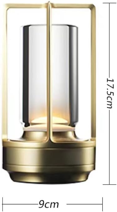 Portable Metal Table Lamp for Indoor/Outdoor ,Rechargeable Cordless LED Lamp, 3-Colour Infinitely Dimming Battery Powered Small Desk Lamp, Restaurant/Bedroom/Bar/Coffee Shop/Camping Light (Gold) - Bloomnest