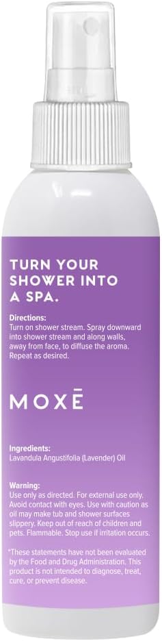 MOXE Lavender Oil Shower Mist, Spa Steam Spray, Certified Natural 100% Essential Oils, Made in USA, Aromatherapy, Tension Relief (4 FL Oz, Pack of 2) - Bloomnest
