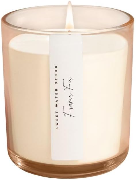 Sweet Water Decor Fraser Fir Candle - Evergreen, Fir, Cedar, and Cypress Winter Holiday Scented Soy Christmas Candles for Home - 12oz Sandstone Jar, 50+ Hour Burn Time, Made in The USA - Bloomnest