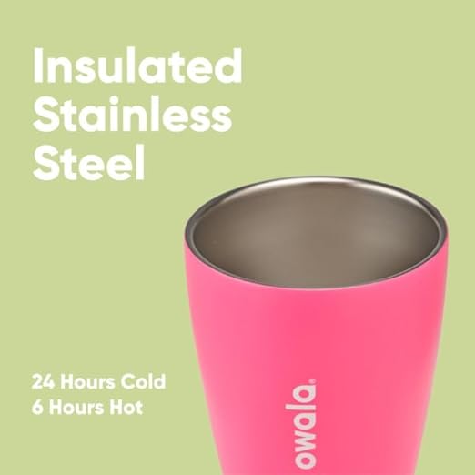 Owala SmoothSip Insulated Stainless Steel Coffee Tumbler, Reusable Iced Coffee Cup, Hot-Coffee Travel Mug, BPA Free, Perfect for Cappuccino, 10 oz, Pink (Watermelon Breeze) (Pack of 8) Owala
