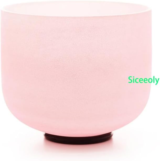 Singing Bowl 8 inch F Note Pink Color Heart Chakra Color Quartz Frosted Crystal Meditation Bowl Yoga Musical Instrument with Travel Bag Carrying Case Suede Mallet O-ring - Bloomnest