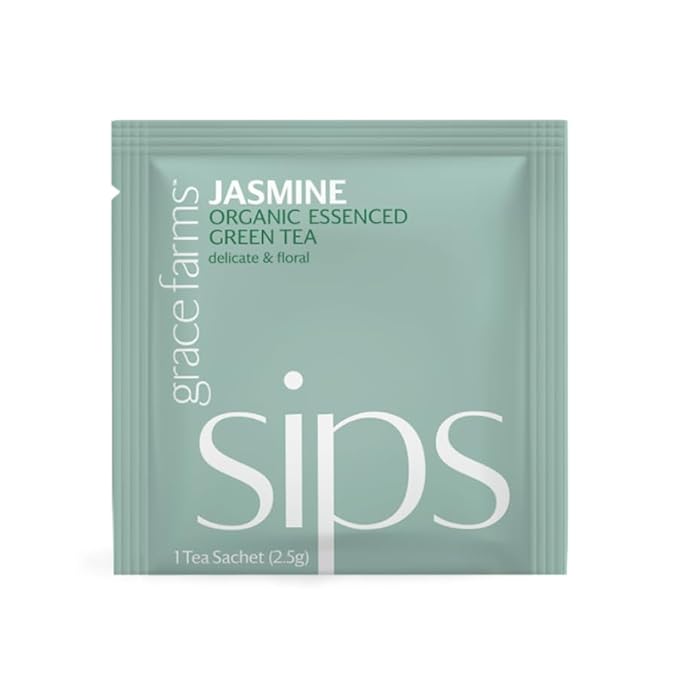 Grace Farms Organic JASMINE Green Tea (100 Enveloped Pyramid Sachets w/String & Tag) | Fragrant and Sweet | Fairtrade and Kosher Certified | Best Green Tea | Gives Back 100% of Profits - Bloomnest