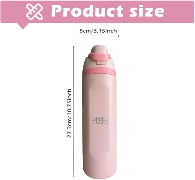 DUTHINGS Insulated Stainless Steel Water Bottle with Straw, 24 oz, Reusable Sports and Travel Bottle for School, Kids, and Outdoors - Leakproof and BPA-Free (PINK) Bloomnest