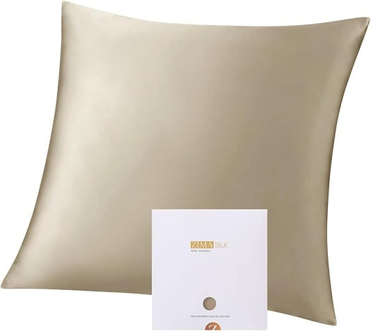 ZIMASILK 100% Pure Mulberry Silk Pillow Cases for Hair and Skin, Soft, Hypoallergenic & Smooth, Both Sides Grade 6A Silk, with Hidden Zipper, Gift for Women Men,1pc(Throw 18''x18'',Taupe) - Bloomnest