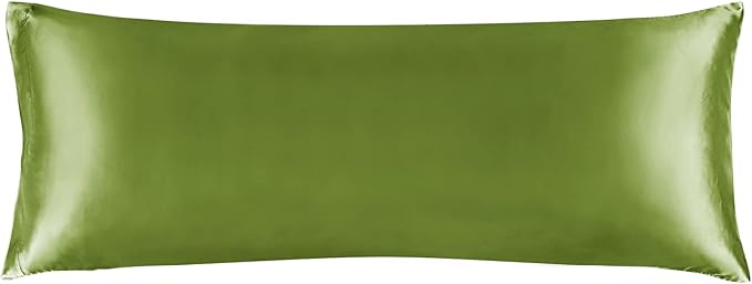 BEDELITE Satin Body Pillow Cover, Super Soft and Cooling Body Pillow Pillowcase for Hair and Skin, Breathable Silky Full Long Pillowcase Cover(20"x54", Cedar Green) - Bloomnest