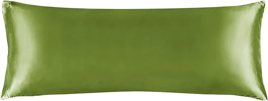 BEDELITE Satin Body Pillow Cover, Super Soft and Cooling Body Pillow Pillowcase for Hair and Skin, Breathable Silky Full Long Pillowcase Cover(20"x54", Cedar Green) - Bloomnest