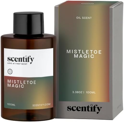 Scentify Holiday Mistletoe Magic Aroma Oil Christmas Refill Scent for Oil Diffusers - Pine, Oak, Moss, Clove, Cedar - Luxurious Relaxing Aromatherapy Fragrance 100ml, 3.38oz - Bloomnest