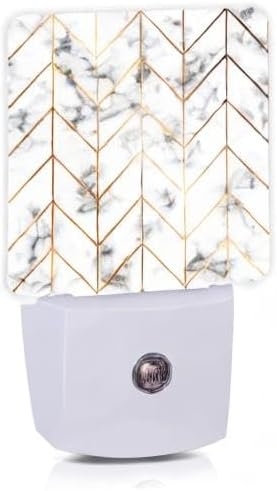 Marble Line Geometric Night Light,Plug-in Night Lights with Dusk-to-Dawn Sensor for Stairway/Hallway/Kitchen Sleep Friendly lamp for Women/Girls/Boys Gift,0.5W - Bloomnest