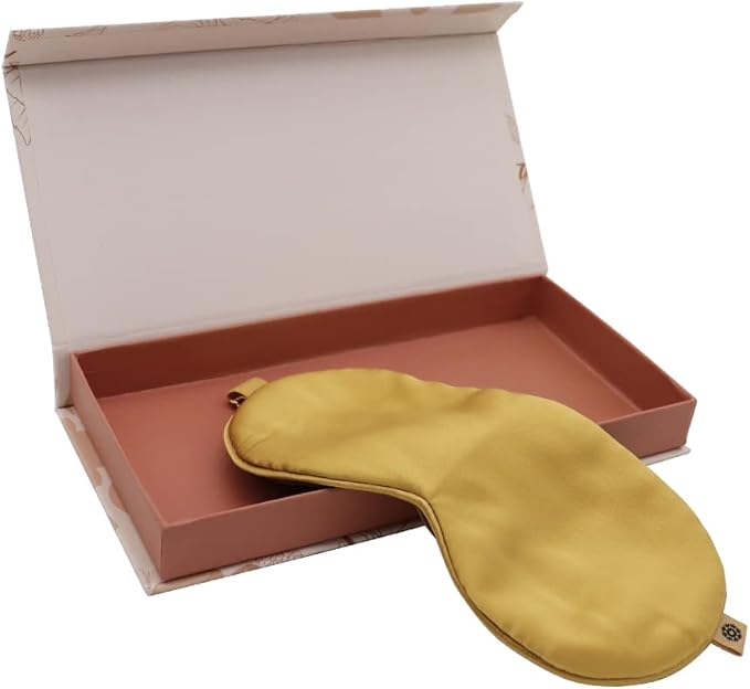 Premium Handcrafted 25 Momme Mulberry Silk Eye Mask for Sleeping (Golden Honey) - Bloomnest