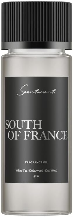 Scentiment Diffuser Oil - South of France | Aromatherapy Home Fragrance | Inspired by Sofitel® Hotel | Luxurious Scent with Notes of White Tea, Cedarwood, Vanilla, Amber, (50ml) - Bloomnest