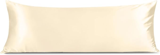 INFIIXSO Body Pillow Cover with Zipper, Luxury Mulberry Silk Body Pillow Case 20x54 Inches, Ultra Smooth and Soft Cooling Long Pillowcase, Gift for Women, Men(Ivory) - Bloomnest