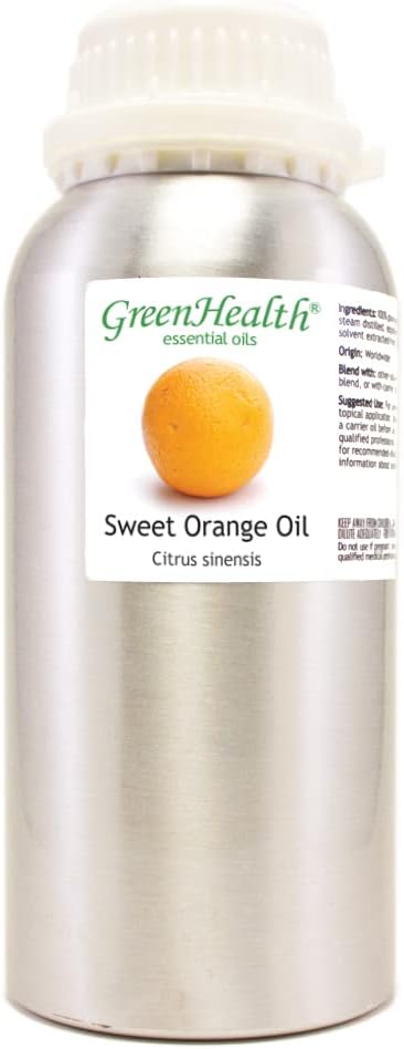 Sweet Orange Essential Oil – 16 fl oz (473 ml) Aluminum Bottle w/Plug Cap – 100% Pure Essential Oil – GreenHealth - Bloomnest