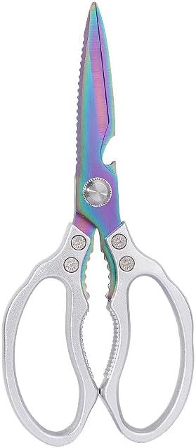 AWinjoy Heavy Duty Sharp Kitchen Scissors, Dishwasher Safe, Cooking Shears for Meat, Chicken, Fish, Poultry, Herb, Bread (Silver Color) - Bloomnest