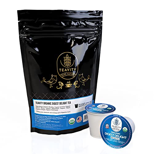 Organic Tea Pods with Ginger, Peppermint, Fennel, Licorice, & Rosehip Digest Delight by Teavity (24 Tea Pods) - Bloomnest