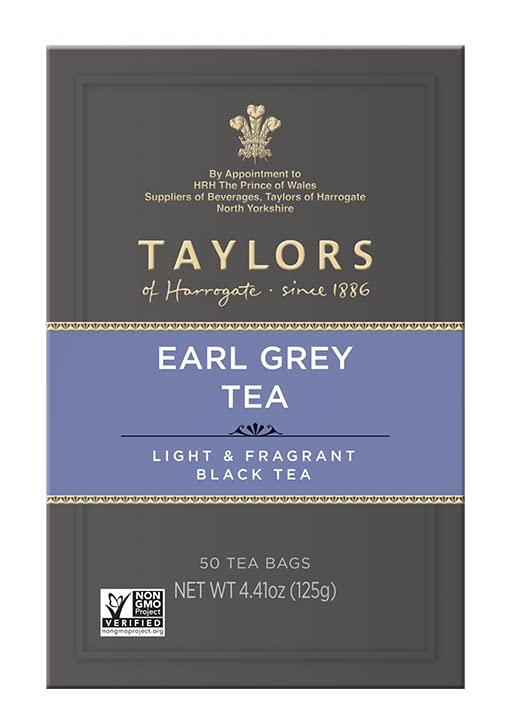 Taylors of Harrogate Earl Grey, Black Tea, Pillow Bags, 50 Count (Pack of 1), Fragrant, Delicate & Light, Caffeinated, Enjoy Hot or Iced, 50 Teabags - Bloomnest