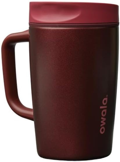 Owala SmoothSip Slider Stainless Steel Insulated Travel Mug with handle, 100% Leak Proof, For Hot and Cold Drinks, Travel Friendly with Sliding Lock Lid, 12oz, BPA Free, Leak Proof, Black Cherry - Bloomnest