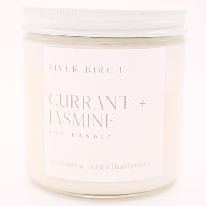 River Birch Candles Currant Jasmine Scented Candle | Premium, All-Natural, Non-Toxic, Soy Candles | 16oz 90 Hr Burn Time | Cozy Relaxing Gifts for Home - Bloomnest