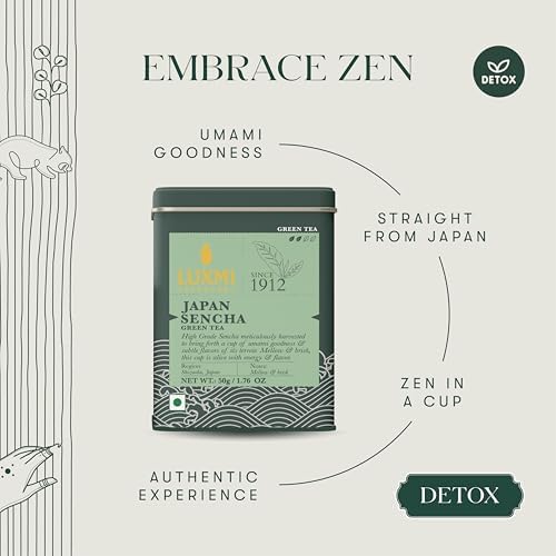 Luxmi Estates - Japanese Sencha Green Tea - 50g (25 cups) | Authentic Japanese Sencha Tea by First Leaves | Mild, Rich & Refreshing Premium Tea - Bloomnest