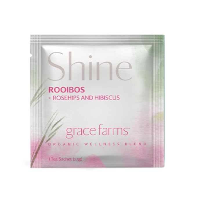 Shine Wellness Organic Tea Blend (100 Enveloped Pyramid Sachets w/String & Tag) | Rooibos, Rosehips, Hibiscus, Tulsi, Haritaki | Fairtrade and Kosher | Gives Back 100% of Profits - Bloomnest