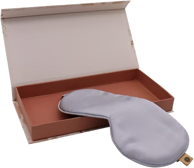 Premium Handcrafted 25 Momme Mulberry Silk Eye Mask for Sleeping (Silver Lining) - Bloomnest