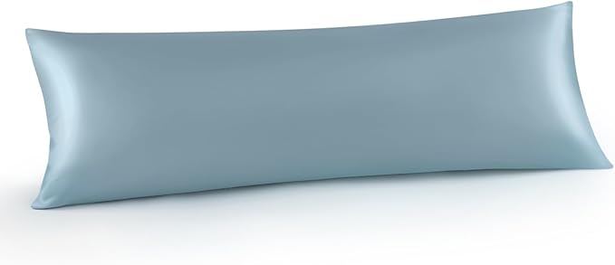 INFIIXSO Body Pillow Cover with Zipper, Luxury Mulberry Silk Body Pillow Case 20x54 Inches, Ultra Smooth and Soft Cooling Long Pillowcase, Gift for Women, Men(Airy Blue) - Bloomnest