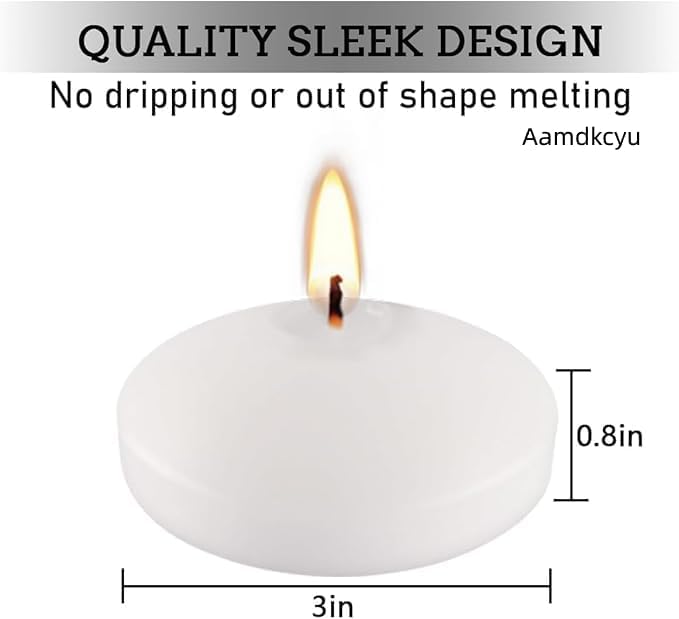 36 Packs 3-Inch unscented White Floating Candles - Ideal for Weddings, Pool Party, Holiday Centerpieces and Events - Odorless, Drip-Free, Long Lasting Burn Time - Bloomnest